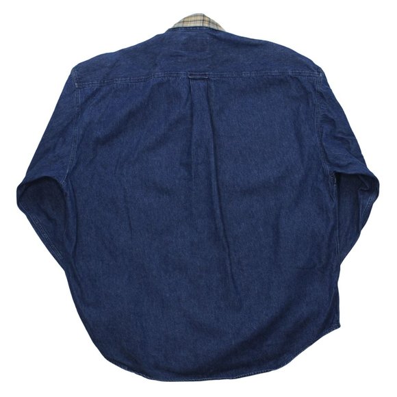 Vintage INC 90s Skater Denim Button Front Long Sleeve Jean Collared Shirt sz XL - Picture 3 of 3